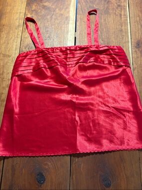 Vintage Satin Cami M Red Sleepwear Lingerie Slip Top Evening Indie Sleeze Y2K